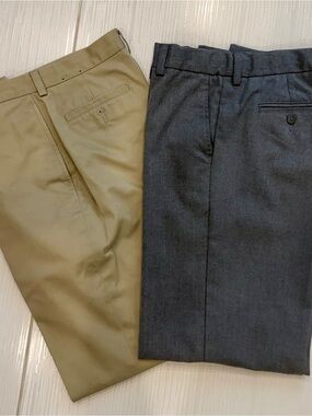 Brooks Brothers Lands End Dress Pants Bundle Mens XS Small 28/30 Khaki Gray